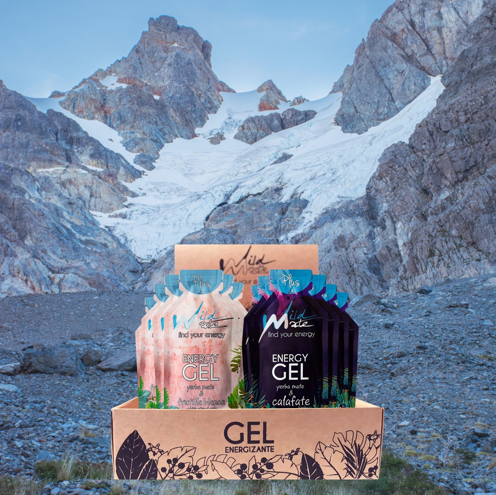 Caja Gel energético Wildmate Plus Pack: Frutilla Blanca-Calafate
