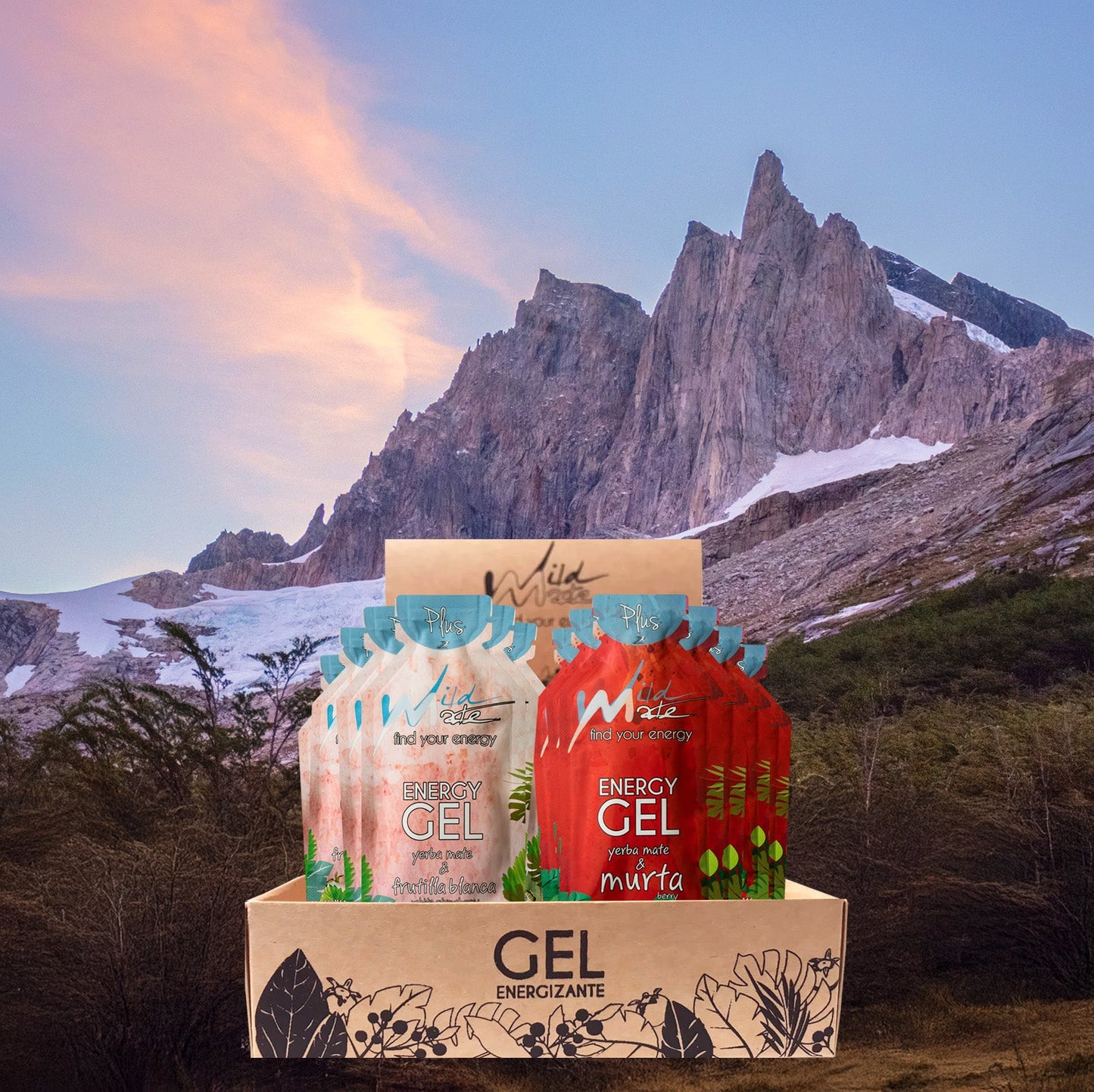 Caja Gel energético Wildmate Plus Pack: Frutilla Blanca-Murta